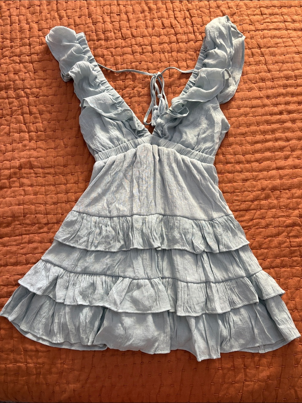 HYFVE Pale Blue Ruffle Tiered Dress